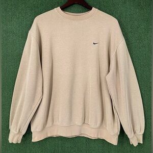Vintage Y2K Nike Embroidered Swoosh Earth Tone Beige Tan Sweatshirt Men’s SZ 3XL